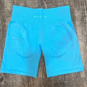 NVGTN Women's Contour Seamless Shorts- Size Medium. Aqua blue.